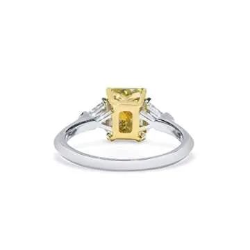 ASTTERIA GIA Certified 2.01 Carat Radiant Fancy Vivid Yellow Color Diamond Set In 18k White Gold Ring (FANCY VIVID YELLOW-SI1) Adjustable and Resizable