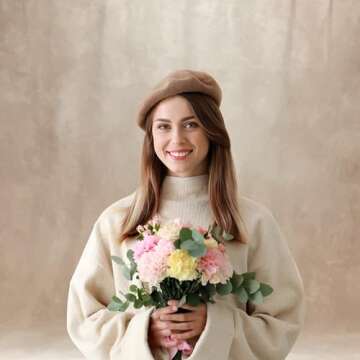 Haboke Abstract Professional Photography Backdrop for Portrait Photo Props Booth Background Photoshoot Studio with Ployester Fabric Roller Pocket on Top (8x10ft,Beige)