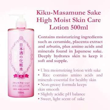 Kikumasamune Moisturizing Hydrating Japanese Body & Skin Toning Lotion, 2 in 1 Toner + Lotion for Women & Men 16.9 Oz/500mL, High Moist