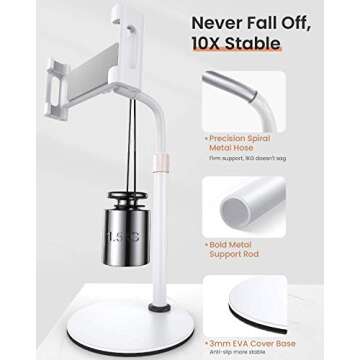 LISEN Tablet Stand Tablet Holder, Adjustable iPad Stands for Desk, Stand for iPad Thick Case Friendl...