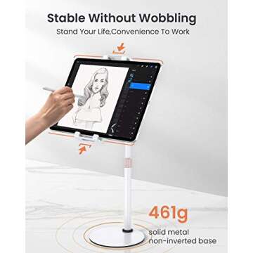 LISEN Tablet Stand Tablet Holder, Adjustable iPad Stands for Desk, Stand for iPad Thick Case Friendly iPad Stand Holder Compatible with(4.7-13") Tablets, Phones