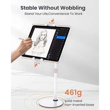 LISEN Tablet Stand Tablet Holder, Adjustable iPad Stands for Desk, Stand for iPad Thick Case Friendly iPad Stand Holder Compatible with(4.7-13") Tablets, Phones