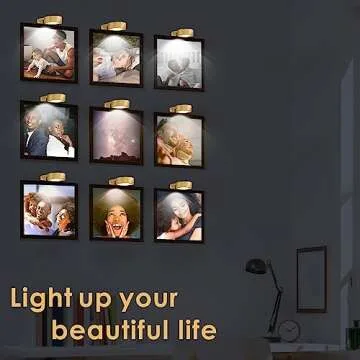 3-Pack Picture Light Battery Operated, Magnetic Led Lights with Remote, Dimmable and Timer Painting Light, Art Display Light for Picture Frame Artworking Portrait, Home Wall Decor Puck Lights, Gold
