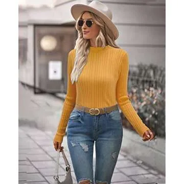 OUGES Lightweight Mock Turtleneck Pullover Sweater for Women