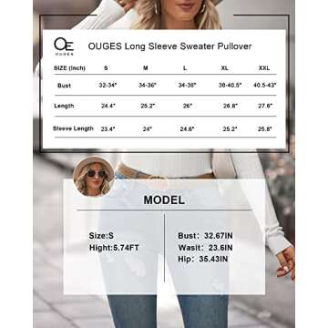 OUGES 2023 Women's Lightweight Sweaters Long Sleeve Cable Knit Mock Turtleneck Pullover(Yellow, XL)