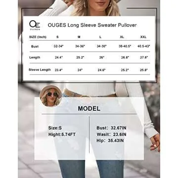 OUGES Lightweight Mock Turtleneck Pullover Sweater for Women