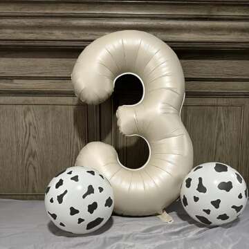 PatiCool Beige Number Balloon 3 for Events and Parties