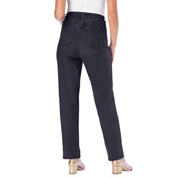 Roamans Women's Plus Size Embellished Straight-Leg Jean with Invisible Stretch&Reg; Stretch Denim