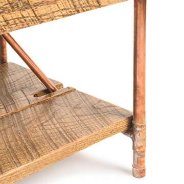 Niangua Rustic Coffee Table - Buckboard Red Oak & Copper Legs