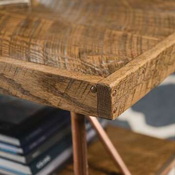 Niangua Rustic Coffee Table - Buckboard Red Oak & Copper Legs