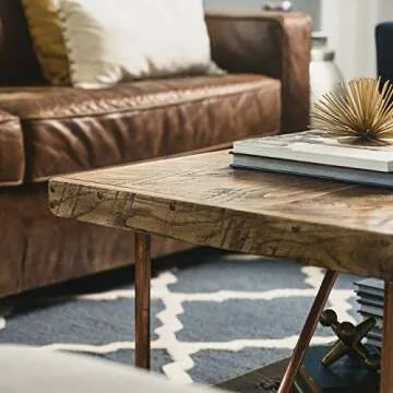 Niangua Rustic Coffee Table - Buckboard Red Oak & Copper Legs