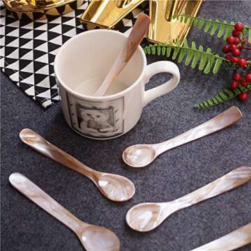 DUEBEL Set of 10 Pink Mother of Pearl Caviar Spoons