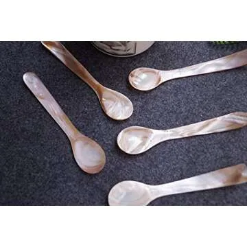 DUEBEL Set of 10 Pink Mother of Pearl Caviar Spoons