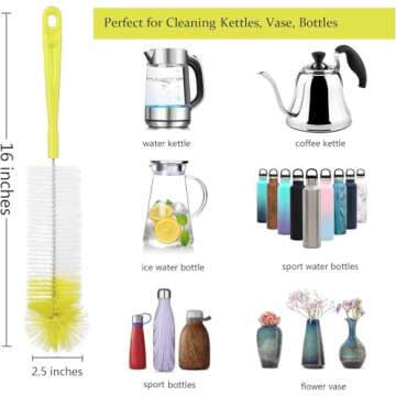 ALINK 8-Pack Bottle Cleaning Brush Set - Long Bottle Cleaner for Washing Beer/Wine Narrow Neck Bottles, Hummingbird Feeder, Sport Well, Plus Kettle Cleaner, Straw Brush