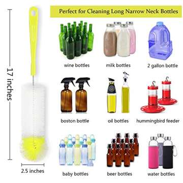 ALINK 8-Pack Bottle Cleaning Brush Set - Long Bottle Cleaner for Washing Beer/Wine Narrow Neck Bottles, Hummingbird Feeder, Sport Well, Plus Kettle Cleaner, Straw Brush