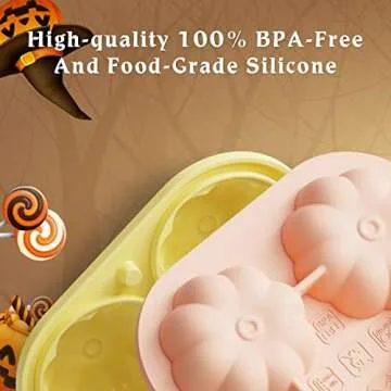 Pumpkin Ice Cube Tray with Lid 2 Pack, Silicone Ice Cube Maker 2.2 Inch 3D Pumpkin, Ice Cube Molds (Orange & Green)