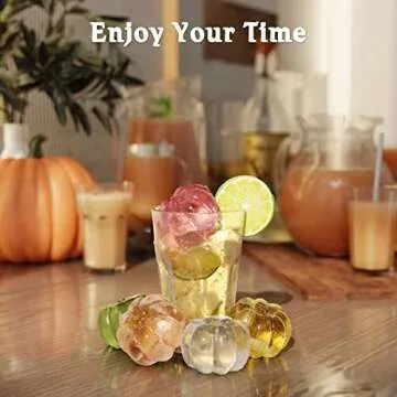 Pumpkin Ice Cube Tray with Lid 2 Pack, Silicone Ice Cube Maker 2.2 Inch 3D Pumpkin, Ice Cube Molds (Orange & Green)