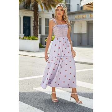 ABYOVRT Floral Embroidered Maxi Dress with Pockets