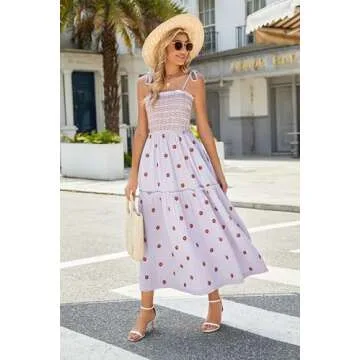 ABYOVRT Floral Embroidered Maxi Dress with Pockets