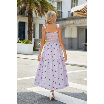 ABYOVRT Floral Embroidered Maxi Dress with Pockets