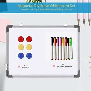 Double-Sided Magnetic Dry Erase Whiteboard 16x12 with Markers