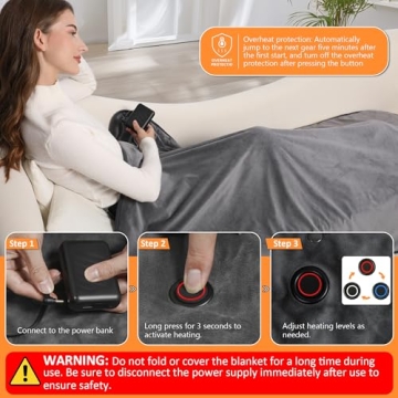 KSFJZF Heated Blanket - Cozy, Portable, & Battery Operated