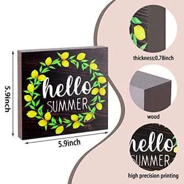 Jetec Hello Summer Wooden Sign for Home Decor