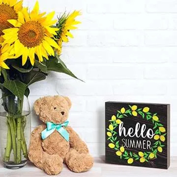 Jetec Hello Summer Wooden Sign for Home Decor