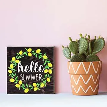 Jetec Hello Summer Wooden Sign for Home Decor