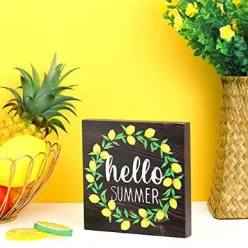 Jetec Hello Summer Wooden Sign for Home Decor
