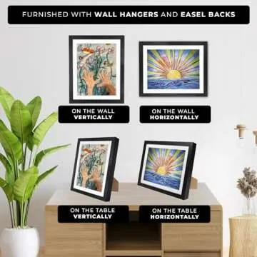 2-Pack Kids Artwork Frames Changeable 10x12.5 w Easels, Hangers, 2 Mats Fit 9x12, A4, 8.5x11 Picture Frame, Children Art Projects Kids Art Frames for Kids Artwork, Kids Art Frame for Kids Artwork