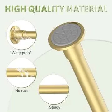 Sthumsup Shower Curtain Rod - Adjustable 32-80 Inch Gold, No Drill, Non-Slip, Spring Tension for Bat...