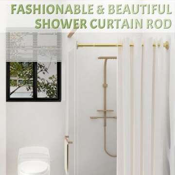 Sthumsup Adjustable Shower Curtain Rod Non-Slip Gold
