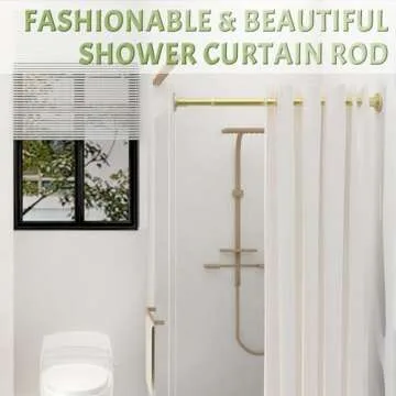Sthumsup Adjustable Shower Curtain Rod Non-Slip Gold