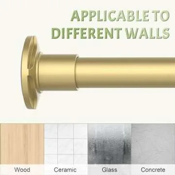 Sthumsup Adjustable Shower Curtain Rod Non-Slip Gold