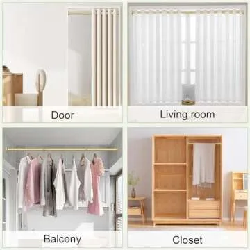 Sthumsup Adjustable Shower Curtain Rod Non-Slip Gold