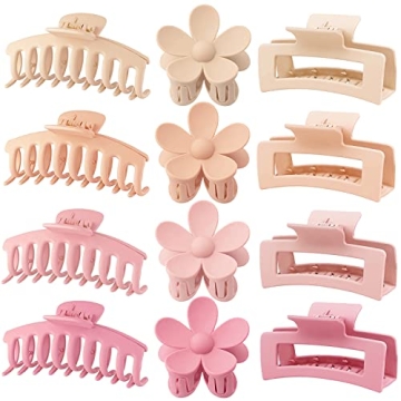 Large Hair Claw Clips - 12-Pack Strong Hold & Style