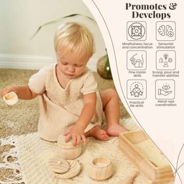 Montessori Sensory Bin for Kids Age 3 Plus, Skill-Building Tools