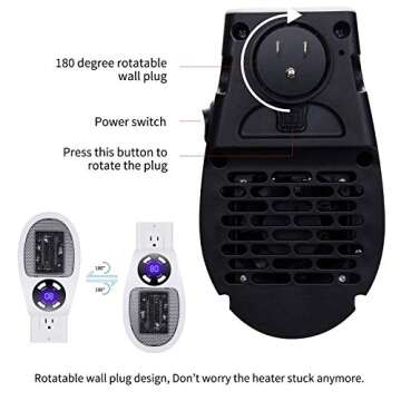 Compact 450W Electric Space Heater with Adjustable Thermostat