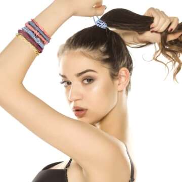 BSRESIN Boho Hair Tie Bracelet for Women, 20 Pcs No Damage Hair Ties for Girls, 5 Styles Cute Hair T...