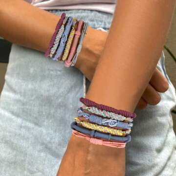 BSRESIN Boho Hair Tie Bracelet for Women, 20 Pcs No Damage Hair Ties for Girls, 5 Styles Cute Hair Ties Bracelets for Thick Hair/Pony Tails