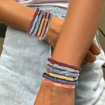 BSRESIN Boho Hair Tie Bracelet for Women, 20 Pcs No Damage Hair Ties for Girls, 5 Styles Cute Hair Ties Bracelets for Thick Hair/Pony Tails