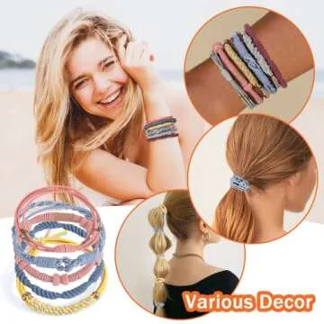 BSRESIN Boho Hair Tie Bracelet for Women, 20 Pcs No Damage Hair Ties for Girls, 5 Styles Cute Hair Ties Bracelets for Thick Hair/Pony Tails