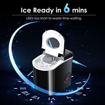 TRUSTECH Ice Makers Countertop, 9 Cubes Ready in 6 Mins, 26lbs in 24Hrs, Self-Cleaning Ice Machine w...