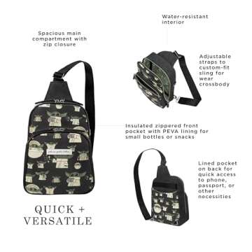 Petunia Pickle Bottom Criss-Cross Sling Bag for Women & Men, Adjustable Strap for Custom-Fit, Spacio...