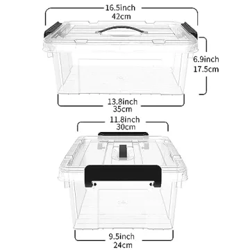 Cetomo 16Qt Plastic Storage Bins - Stackable & Clear