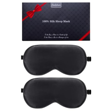 BeeVines Sleep Mask, 100% Real Silk, Adjustable Strap - 2 Pack
