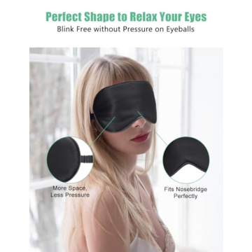 BeeVines Sleep Mask, 100% Real Silk, Adjustable Strap - 2 Pack