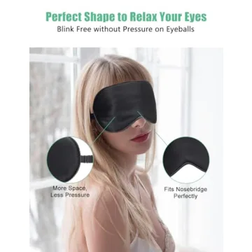 BeeVines Sleep Mask, 100% Real Silk, Adjustable Strap - 2 Pack