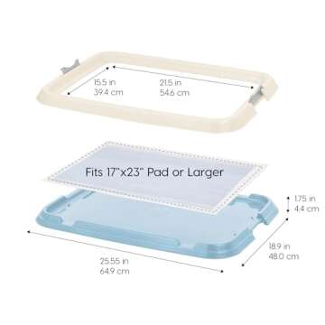 IRIS USA Pee Pad Holder, Medium Dog Pad Holder, Secured Latches, Non-Skid Rubber Feet, High Polish F...